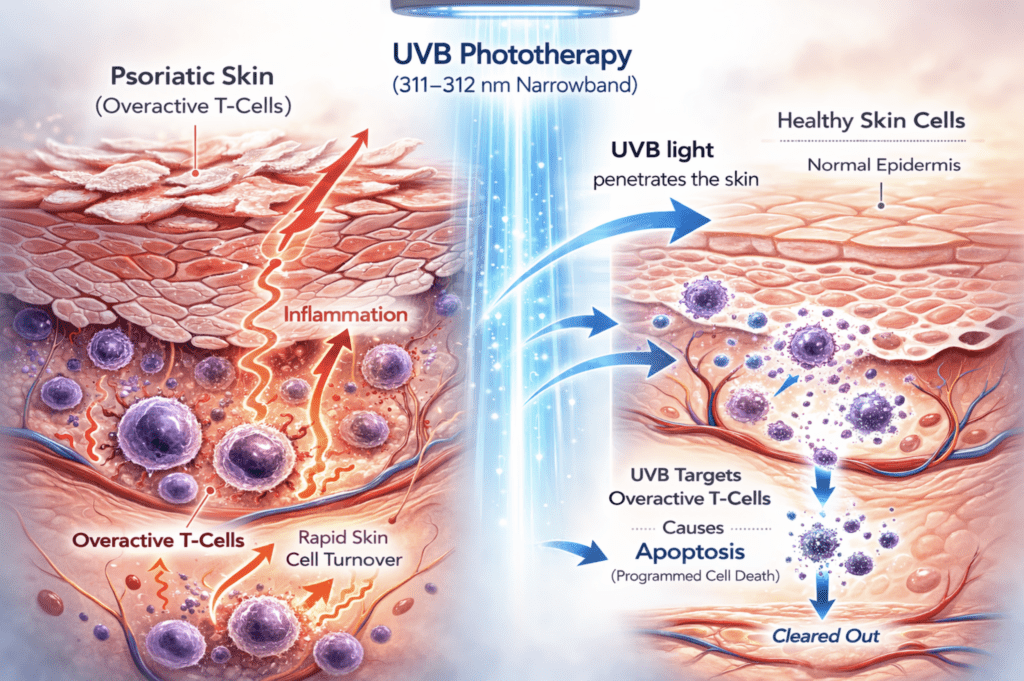 UVB phototherapy mechanism diagram
